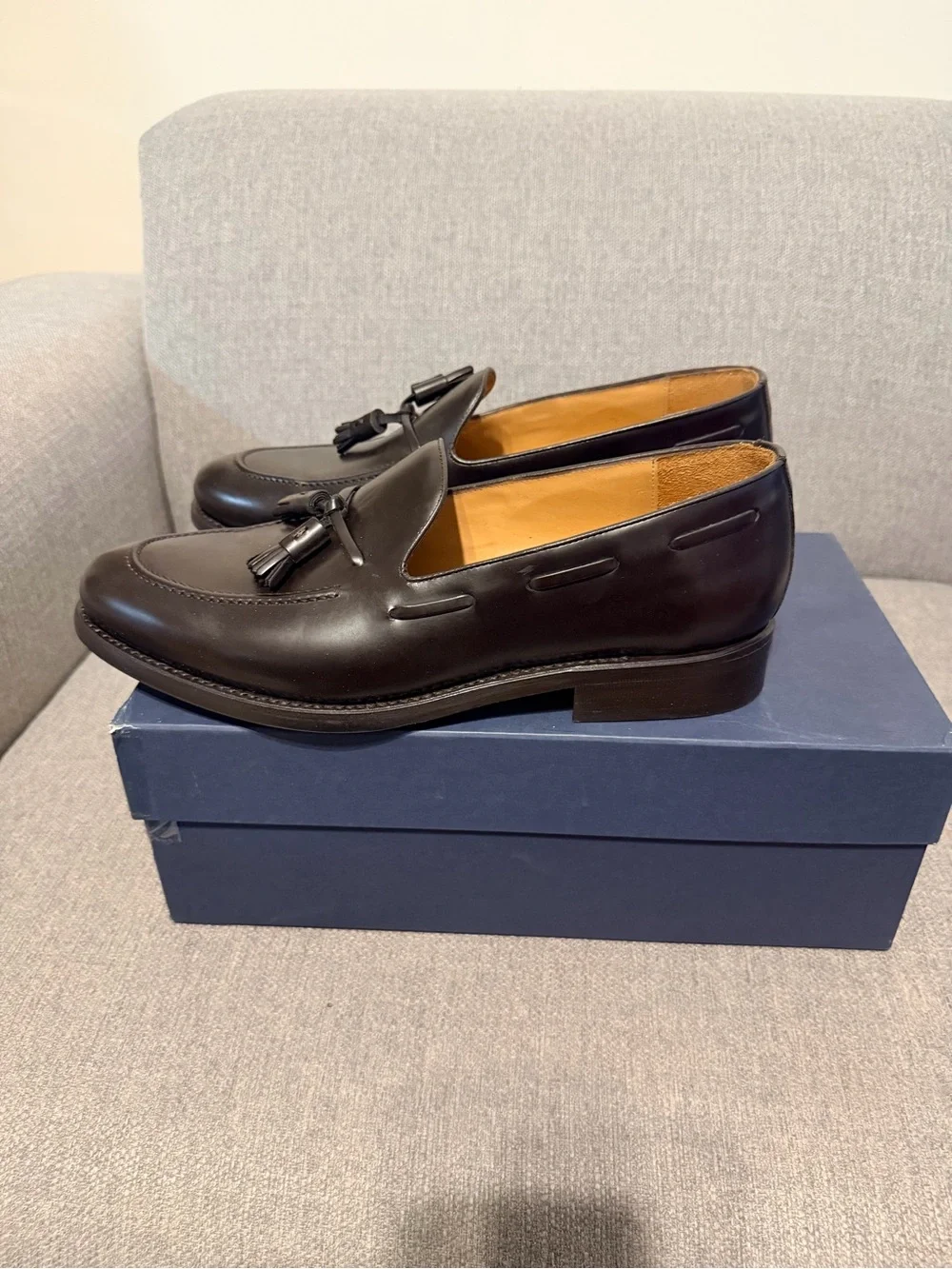 Men's Black Tassel Leather Slip-On Loafers